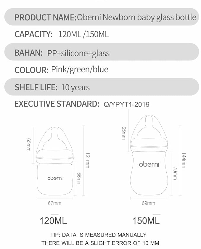 Glass Baby Bottles,Anti Colic Breastfeeding Bottle with Natural Response Nipple Size S,Wide Neck Slow Flow Baby Bottle for Baby,Newborn,Preemie 0-3 0-6 Month,BPA Free (Pink, 5 Ounce，3 Pack)