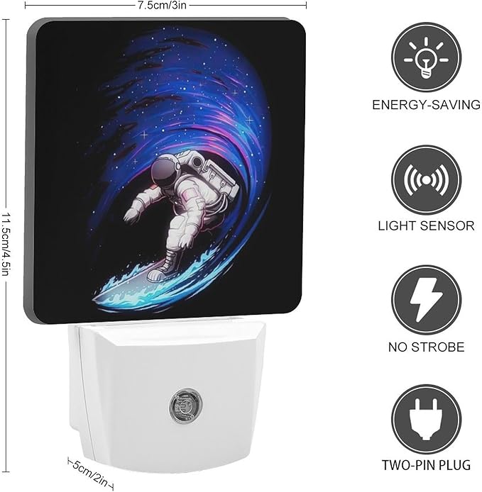 Space Astronaut Night Light, Plug into Wall Decor Nightlights for Bedroom, Bathroom, Hallway, Kitchen, with Dusk to Dawn Light Auto Sensors LED Night Lights for Boys Girls Women Men Room Gifts