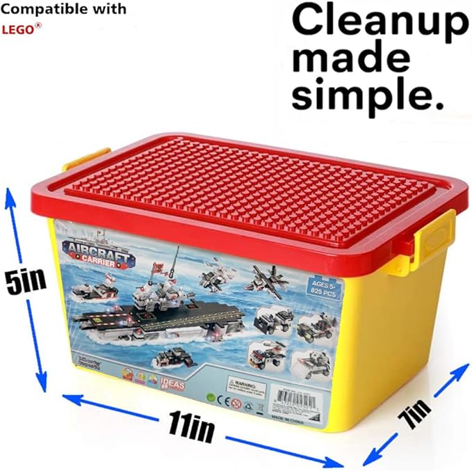 Liberty Imports 825pc Military Aircraft Carrier Fleet Construction Bricks Toy - 8-in-1 Naval Battleship Models with Navy Vehicles, Jets & More - Compatible with Major Brands - Storage Case Included