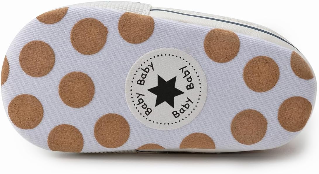 Meckior Baby Girls Boys Canvas Sneakers Soft Sole High-Top Ankle Infant First Walkers Crib Shoes