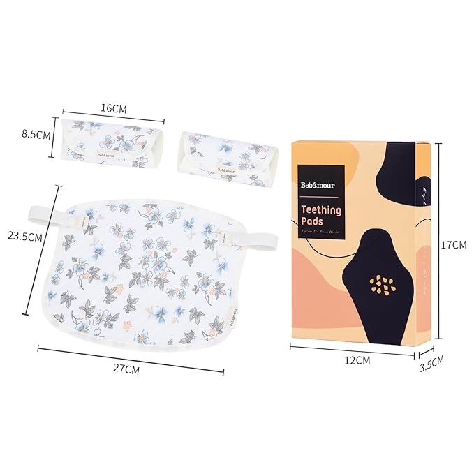 Bebamour Drool and Teething Reversible Cotton Pad For All Carry Positions Baby Carrier White Drool Bib For Boys & Girls（White）