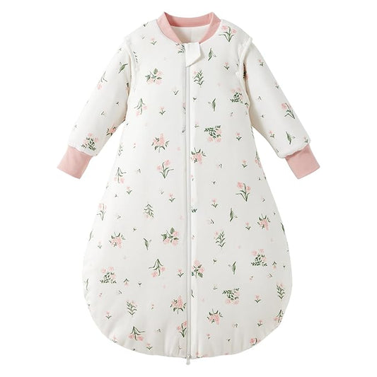 Duomiaomiao 3.5 TOG Baby Sleep Sack 100% Cotton Winter Long Sleeve Baby Wearable Blanket, Super Warm Quilted Comfy Toddler Sleeping Sack