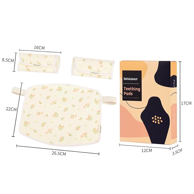 Bebamour Drool and Teething Reversible Cotton Pad For All Carry Positions Baby Carrier White Drool Bib For Boys & Girls (New Pink Flower)