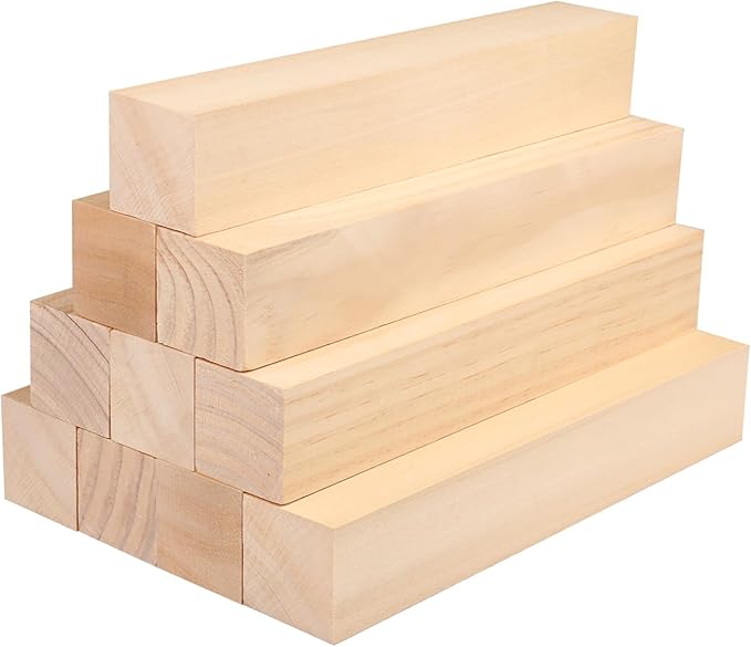 10 Pack Basswood Carving Blocks, 12x2x2 Inches Basswood Blocks for Beginner to Advanced Carvers, Ideal for DIY Projects and Gifts, Soft and Smooth, Easy Whittling and Carving,by GNIEMCKIN