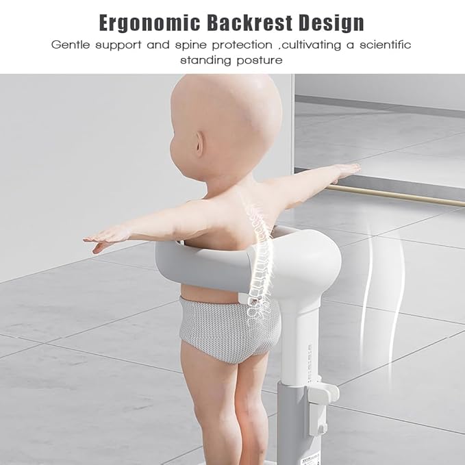 Baby Shower Stand 2025 Upgraded, Baby Bath Support, Shower Standing Support with Adjustable Height and Armrest, Bath Stand with Anti-Skip and Shower Head Holder, Ideal Gift for Infants 6-36 Months