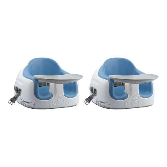 Bumbo 2 Pack 3-in-1 Multi-Seat for 6 to 36 Months, Travel Baby Feeding and Play Floor Seat, All-in-One Portable Booster with Tray & Toddler High Chair, Powder Blue