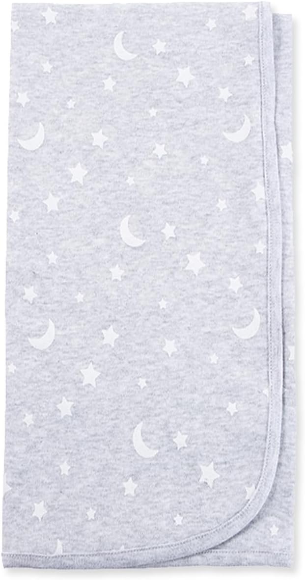 Little Me Blankets for Baby Gender Neutral Swaddling Receiving Blanket, Grey Moon and Stars, 30 x 27 Inches