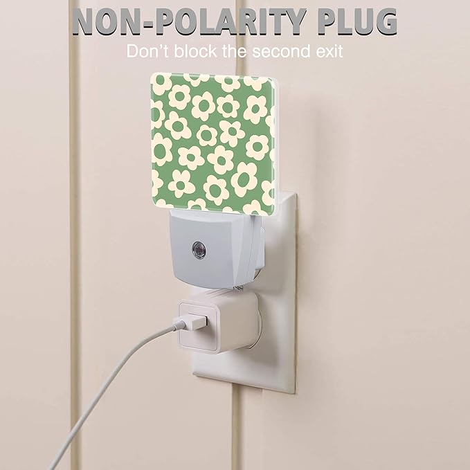 Vintage Groovy Flowers Night Lights Plug into Wall for Girls Boys Room, Night Lights LED Lamp with Dusk to Dawn Sensor Nightlight for Bedroom Kitchen Bathroom Hallway Home Wall Decor