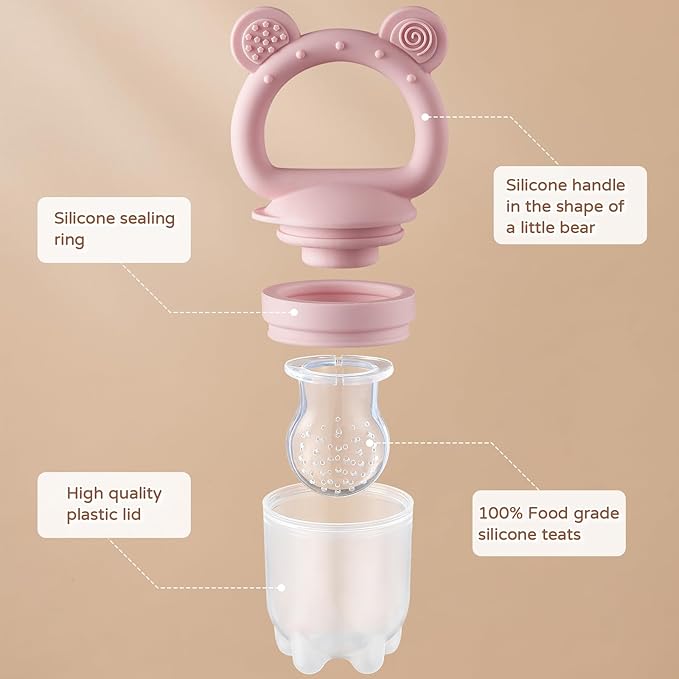 2 Pack Silicone Baby Fruit Feeder with Mini Freezer Tray, Breastmilk Popsicle Molds for Infant Teething Relief, Baby Teethers, Fresh Food Feeder for Safe Infant Self Feeding - Purple