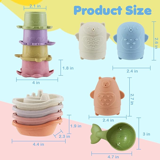 Bath Toy for Kids Toddlers Baby Bath Toys Set with Water Squirt Floating Animals Educational Bathtub Playtime Fun Gifts for Boys Girls Children