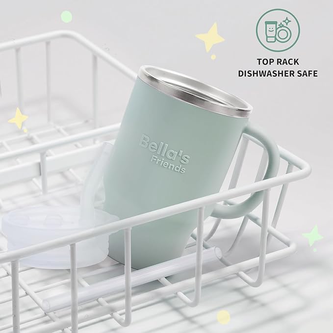 Bella's Friends Handy Mini Tumbler – Adorable 9 oz Sippy Cup for Toddlers 1-3 years old, Flexible Straw, Stainless Interior & Silicone Body, Leak‑Proof, Dishwasher Safe, Ideal for Travel or At Home