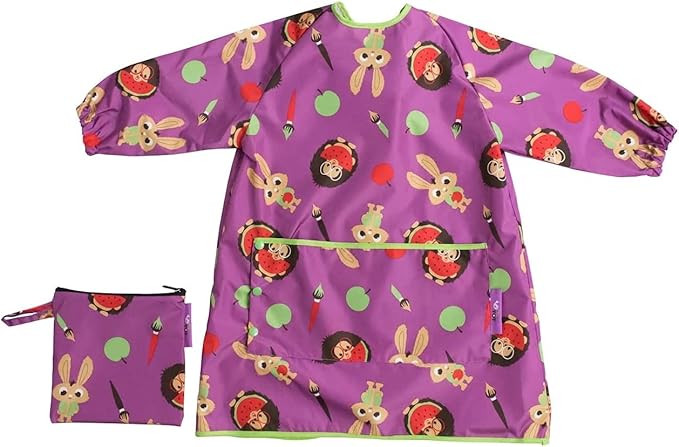 Tidy Tot - Long Baby Bib - Mess Proof Long Sleeve Feeding Smock with Large Food Catcher Pocket - Waterproof Bib