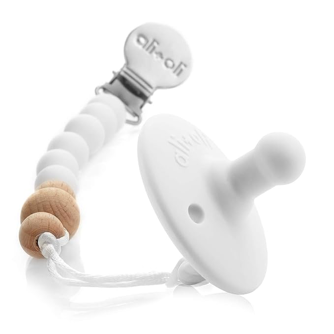 Ali+Oli Pacifier for Baby (2-pk) Set Original Round (Oat-Coco) Concaved Shield Newborn Pacifiers, BPA-Free Silicone Baby Pacifier Set, Baby Binkies, Chupones para Bebes