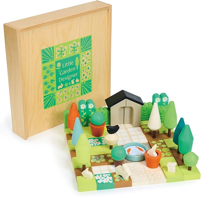 Tender Leaf Toys - Little Garden Designer - Wood Garden Building Play Set - Inspires Creativity, Encourages Role-Play and Story Invention, Educational Activity for Boys and Girls - Age 3+
