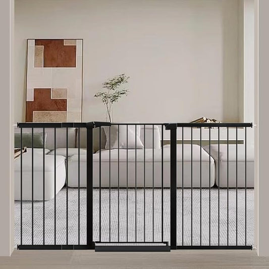 Fairy Baby 38" Extra Tall Dog Gate for Stairs and Doorways, 65.4"-70.8" Extra Wide Pet Gate Indoor, Large Safety Child Gate No Drill, Metal Auto Close Baby Puppy Gate for House Walk Through, Black
