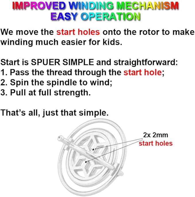 DjuiinoStar Premium Gyroscope: Sturdy&Durable, Pass 2nd Floor Drop Test, Long Spin Time (Play Tricks at Ease, Use Ball Bearings), Educational Physics Anti-Gravity Toy DG-5G