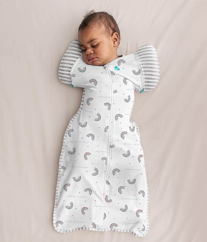 Love to Dream Swaddle Up Transition Swaddle, Patented Zip-Off Wings, Gently Help Baby Transition from Being Swaddled to Arms Free When Showing Signs of Rolling, 1.0 TOG, 13-19 lbs, Rainbow Dream