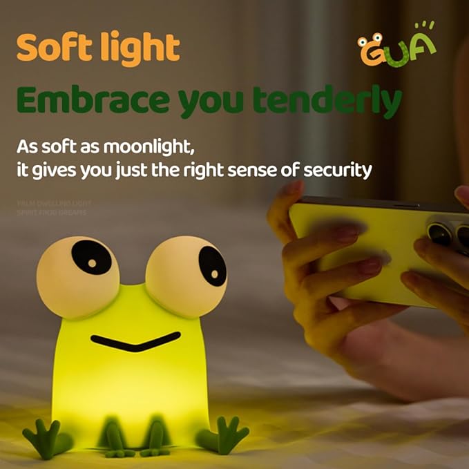 Frog Night Light for Kids, Rechargeable Bedside Touch Lamp, Dimmable, with Timer, Soft Silicone Nursery Night Light, Breastfeeding, Toddler, Baby, Kids Decoration