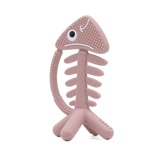3in1 Infant Toys, Baby Teething Toys 3-6 6-12 Months, Teethers for Babies 3-6-12 Months,for Teething Relief,Baby Gifts Teether, Silicone,Sensory Toys 0-6 Months,USA Patent Pending,Fish,Rose Pink