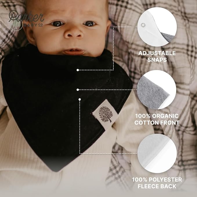 Parker Baby Bandana Drool Bibs 8 Pack Baby Bibs for Boys, Girls, Unisex - Soft & Stylish Teething Bibs for Babies