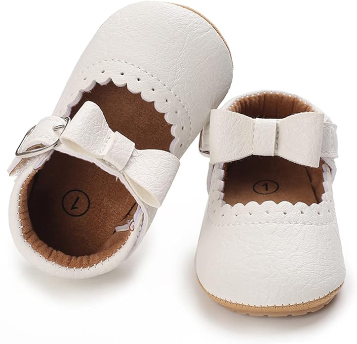 COSANKIM Baby Girls Mary Jane Flats Shoes Anti-Slip Rubber Sole Infant Toddler Princess Wedding Dress Shoes
