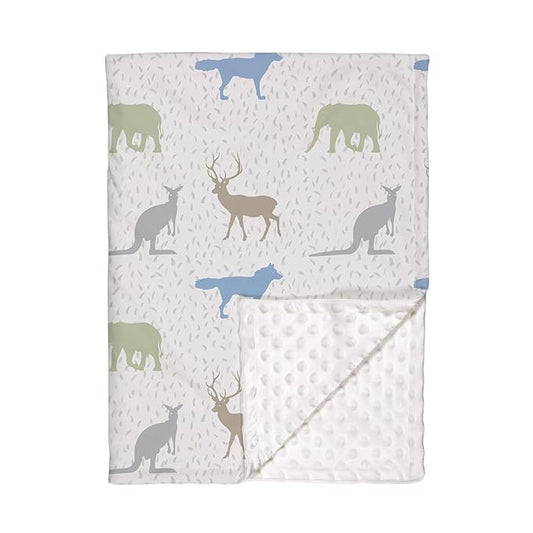 Soarwg Kids Baby Blanket Unisex Newborn, Super Soft Comfy, 100% Polyester Minky, 30 x 40 Inch, Green, Blue