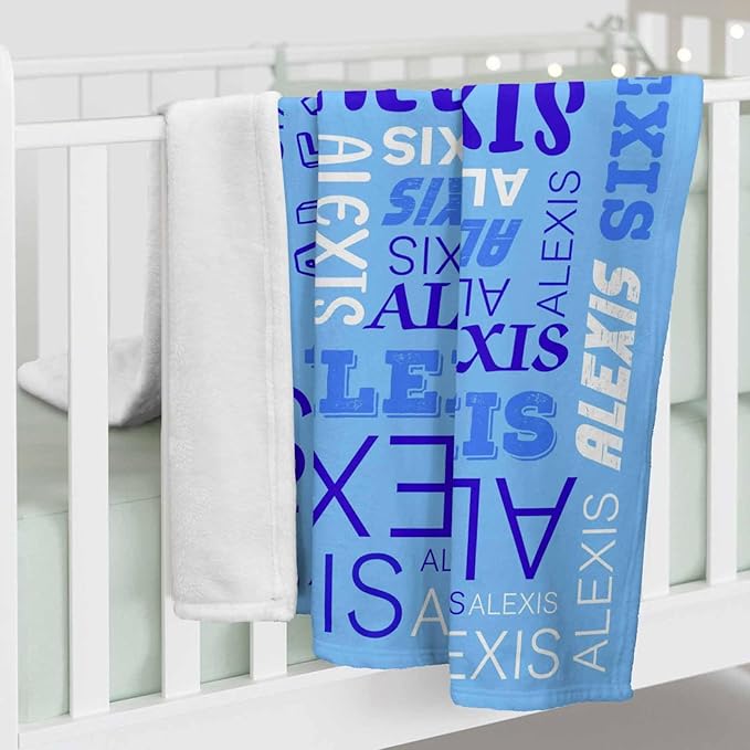 Personalized Name Blanket for Boys Girls, Custom Baby Blanket with Name for Kids Teens, Baby Shower Birthday Newborn's Gift, Infant Toddler Blankets Newborn Receiving Blankets for Crib Stroller
