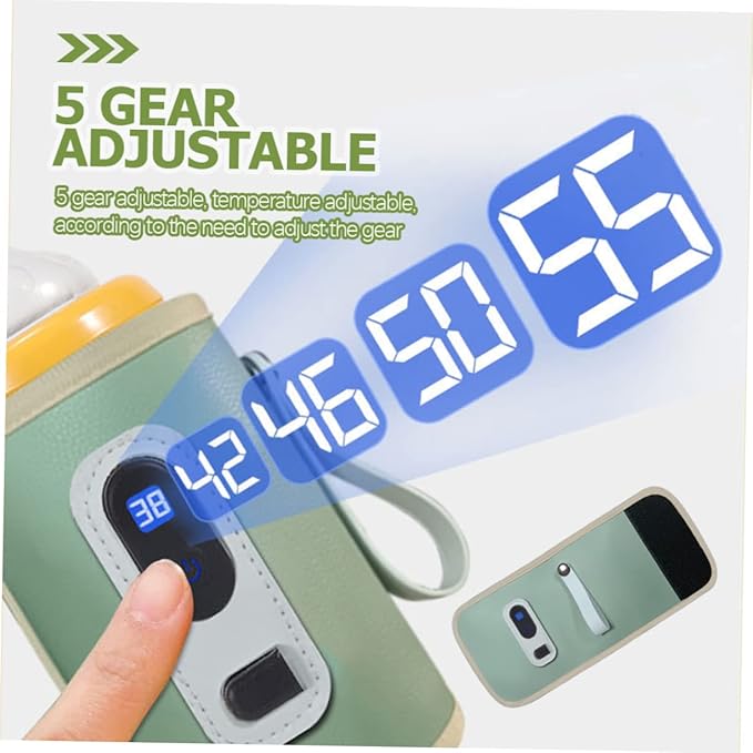 Bottle Warmer Breast Milk Bottles Bottle Sterilizer and Dryer Breastmilk Warmer Travel Assocories Calentador De Bottles Feeding Bottle Digital Display Oxford Cloth, 30.5x14cm, Green