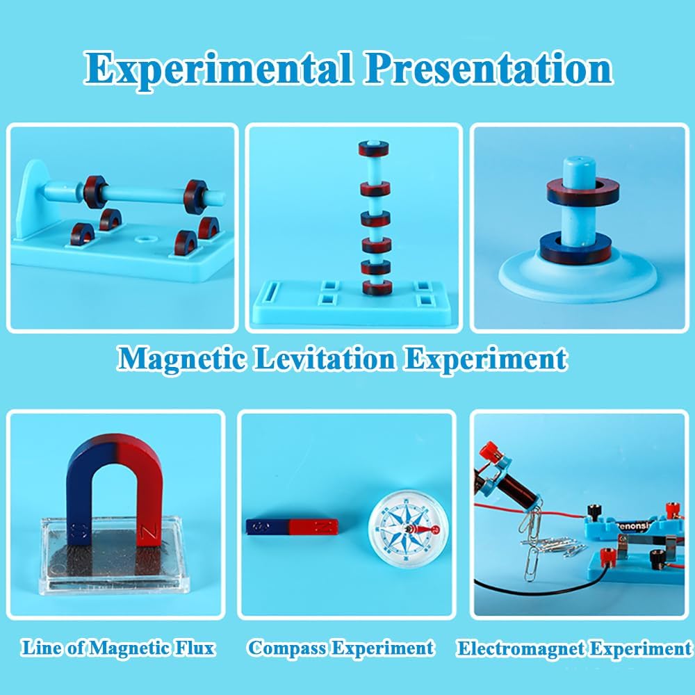 Science Magnets Experiment Set for Kids Electricity and Magnetism Kit for Students Stem Kit Physics Lab Basic Circuit Tools for Learning Starter