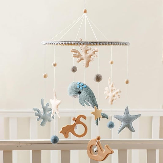 let's make Crib Mobile for Baby Boys Girls Ocean Whale Nursery Mobile Gender Neutral Baby Mobile Handmade Ceiling Mobile Best Gifts for Christmas Birthday Baby Shower