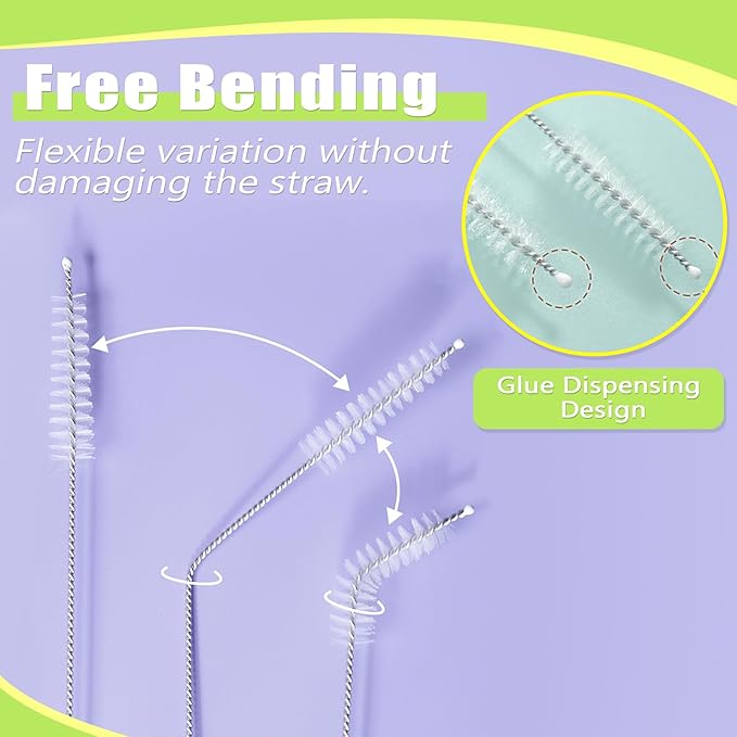 INVODA Nipple Brush 4PCS Sponge Bottle Brushes with 4 PCS Straw Brush Baby Bottle Nipple Cleaner Brush Long Handle Detachable Nipple Brushes (Yellow)