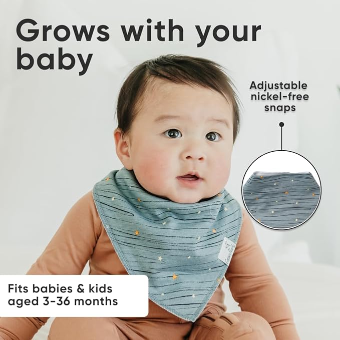 Copper Pearl 4 Pack Soft Cotton Baby Bibs for Drooling and Teething, Absorbent Drool Bibs for Baby Girl and Boy, Adjustable to Fit Newborns to Toddlers, Tons of Styles (Neil)