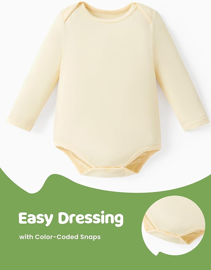 PATPAT Baby Bodysuits - Soft Viscose Made from Bamboo - Long Sleeve Funny for Boys and Girls -Newborn Infant Toddler Clothes