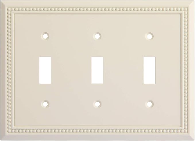 Henne Bery Sunken Pearls Heavy Duty Decorative Wall Plate Switch Plate Outlet Cover, Durable Solid Zinc Alloy (Triple Toggle, Light Almond)