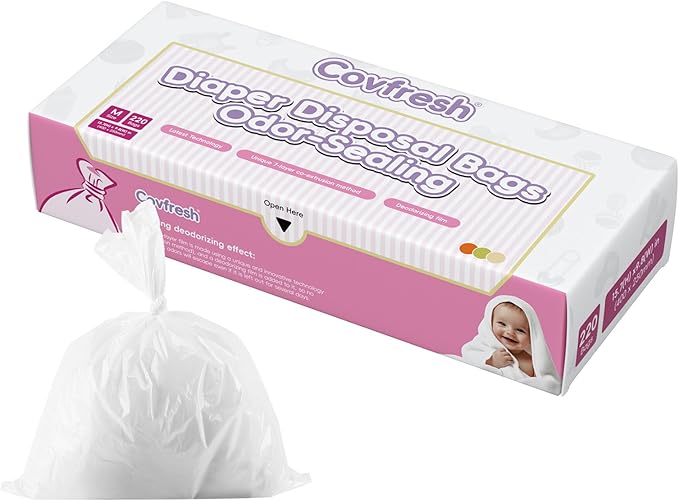 Odor Sealing Baby Diaper Disposable Bags - M/220 Counts Unscented, Durable Diaper Sacks for Home, Travel & On-the-Go Use (Color:White)