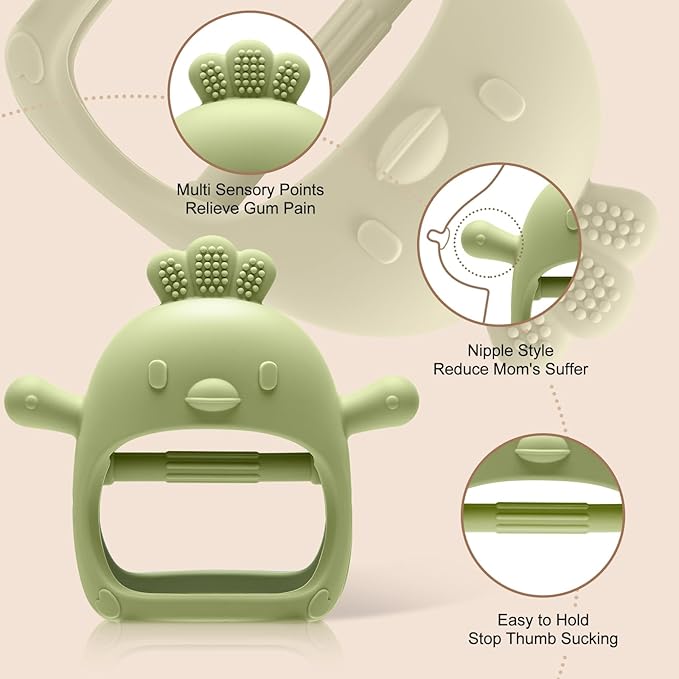 2 Pack Baby Teething Toys for 0-6 6-12 Months, Never Drop Infant Teether Teething Mitten Toys for 0 3 6 9 12 Months, Newborn Soothing Teething Toy Gifts for 1 One Year Old Baby Boys Girls