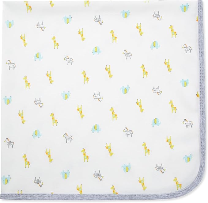 Little Me Blankets for Baby Gender Neutral Swaddling Receiving Blanket, Ivory Safari, 30 x 27 Inches