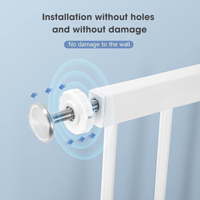 (85-100 inches Width) Large Baby Gate for Stairs, Doorways, Extra Wide Baby Gate Indoor, Metal, Durability Dog Gates for The House White, Auto Close Safety Child Gate, Pet gate.