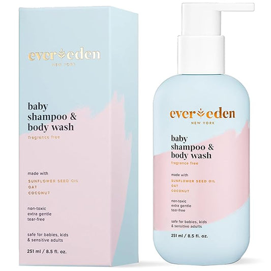 Evereden Baby Shampoo & Body Wash 2-in-1, 8.5 fl oz | Gentle, Non-Toxic, Fragrance-Free, Hydrating Formula for Sensitive Skin