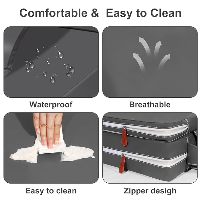 Toddler Booster Seat for Dining Table Kitchen Chair, Waterproof Non-Slip with Backrest & Adjustable Straps, Portable PU Travel Baby Kids Booster Seat Cushion