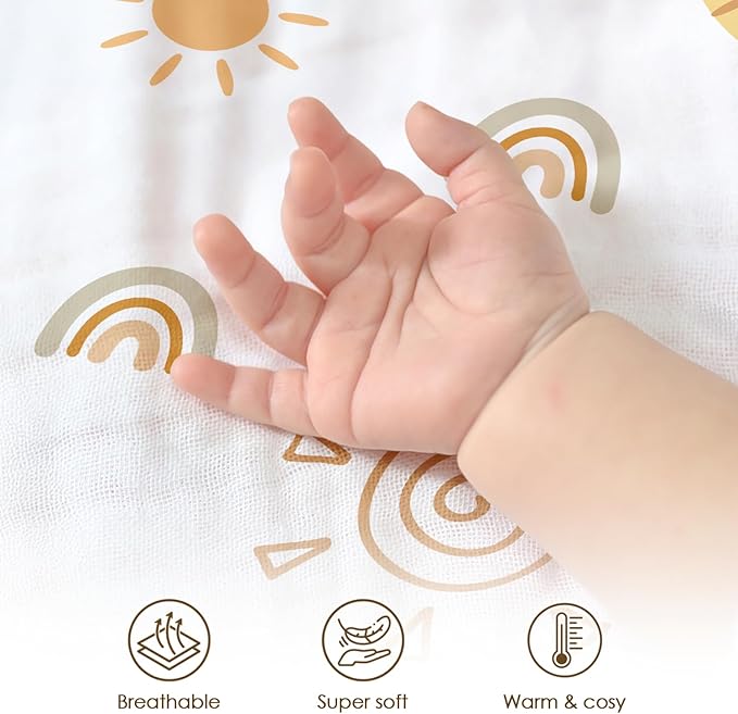 Sun Baby Blankets for Boys Girls, Soft Nursery Minky Blankets with Muslin and Dotted Fleece Back 30x40 inches, Receiving Bed Quilt for Newborn, Infants, Toddlers
