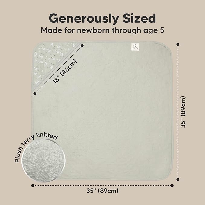 KeaBabies Hooded Baby Towel for Newborn - Viscose Derived from Bamboo Large Baby Bath Towels with Hood for Boys, Girls, Toddler, Extra Absorbent & Soft Newborn Bath Essentials (Serenity, Regular)