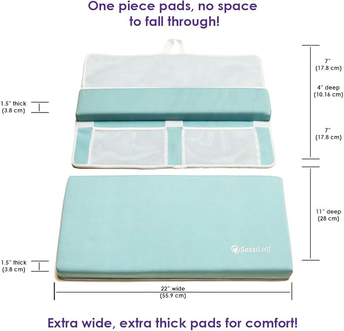 Bath Kneeler & Elbow Rest–Thick, Non-slip 1-Piece Pads Protect Elbows and Knees, Mesh Pockets for Storage. Quick-Dry, Easy to Clean, Durable. Perfect for Bathing Babys, Toddlers, and Pets (Cool Mint).