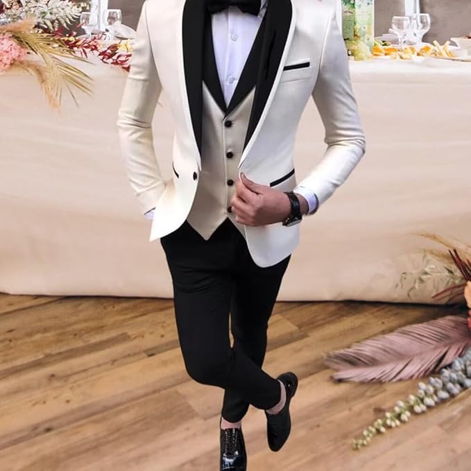 Boys Suit 3 Piece Ring Bearer Suit Kids Formal Jacket Vest Pants Suits Wedding Outfit for Party Prom Tuxedo