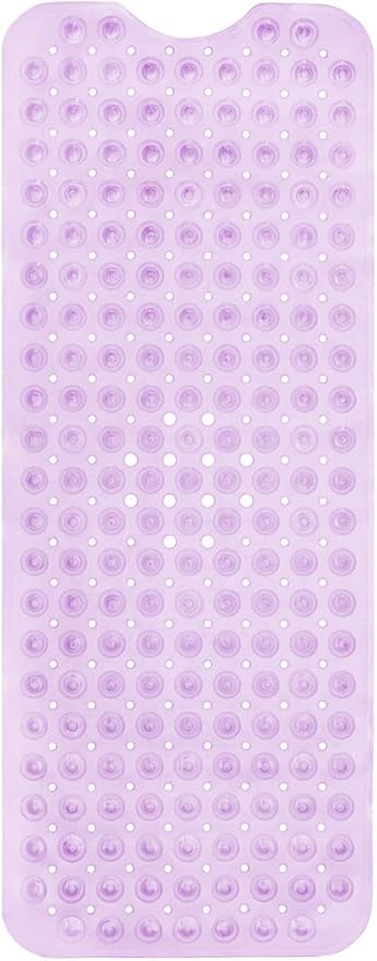ENKOSI Bath Mat - Large Non Slip Bathtub & Shower Mat - Extra Long 40 x 16 Inch Bathroom Mats for Tub Nonslip Anti Slip Bathmats (40x16 Clear Purple 1-Pack)