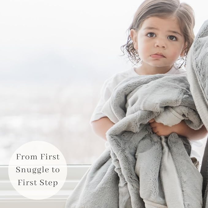 SARANONI Luxury Receiving Blankets for Babies | Ultra-Soft Lush and Boutique Quality Baby Blanket | Gray - 40” x 30”