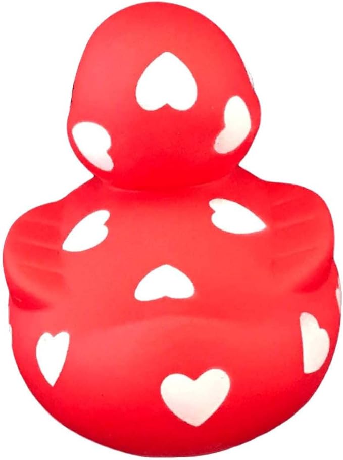 3" Valentines Sweetheart Rubber Duck [Squeaky, with Hole] - Baby Safe Bathtub Bathing Toy