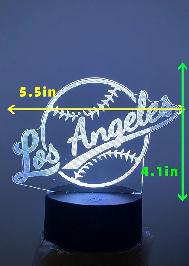 CLORURBANLIVE 3D Baseball Los Angeles Night Light 3D Illusion Lamp with Remote Control 16 Color Options Sports Decor Lighting for Fans (Los Angeles Multicoloured)