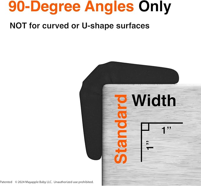 Roving Cove PreFit (Classic) Furniture Edge Corner Protector (Standard 15ft Edge 4 Corners), Baby Proofing Bumper Guards, Onyx Black, Pre-Taped, for Straight Smooth Surfaces