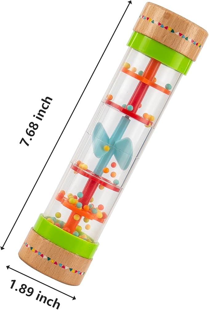 Musfunny Rainmaker Baby Rain Stick Toys for Kids: 8 inch Rainstick Sensory Rattle Toys for Babies,Shaker Rainfall Tubes Musical Instrument -Colorful